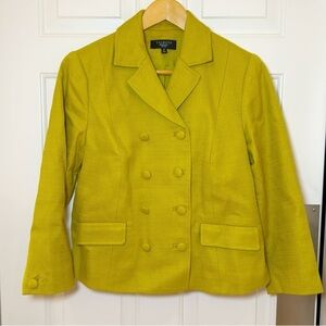 TALBOTS Jacket Blazer Coat Chartreuse Cotton Womens Size 8P